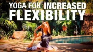 Class thumbnail: Yoga for Increased Flexibility, woman in a seated stretch by a pool