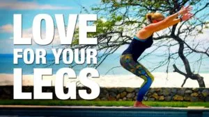Class thumbnail: Love for Your Legs, woman in a chair pose beside a pool