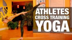 Class thumbnail: Athletes Cross Training Yoga, woman in a standing split indoors