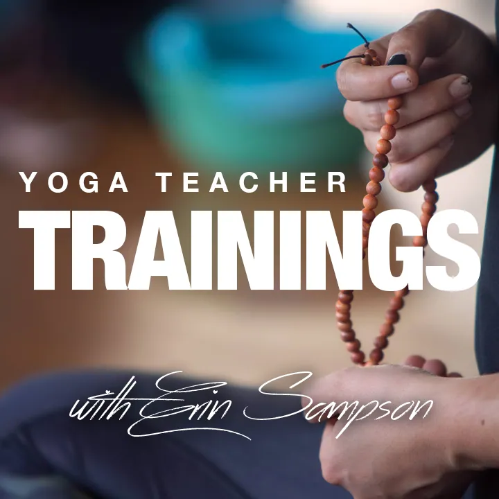 Yoga Teacher Trainings with Erin Sampson, hands holding mala beads